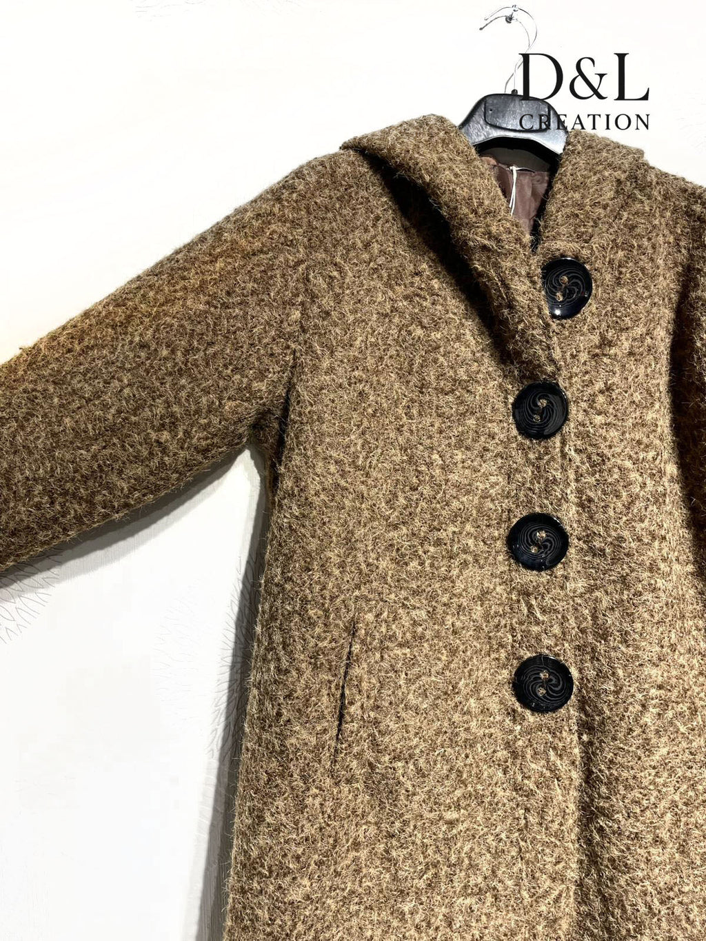 Kappa i Kokt Ull med Huva och Foder, Stl T38 till T48