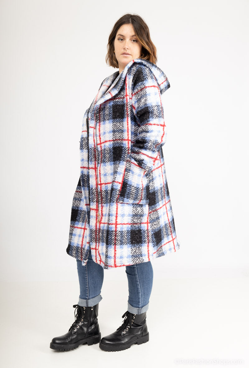 Plus Size Hooded ZIP Terry Coat with Pockets