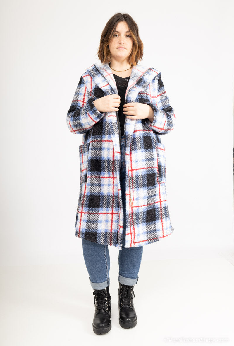 Plus Size Hooded ZIP Terry Coat with Pockets