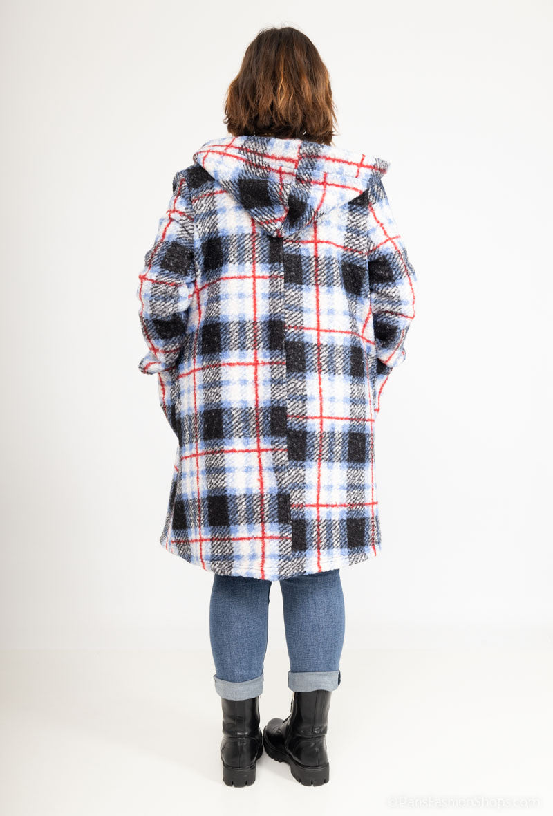 Plus Size Hooded ZIP Terry Coat with Pockets