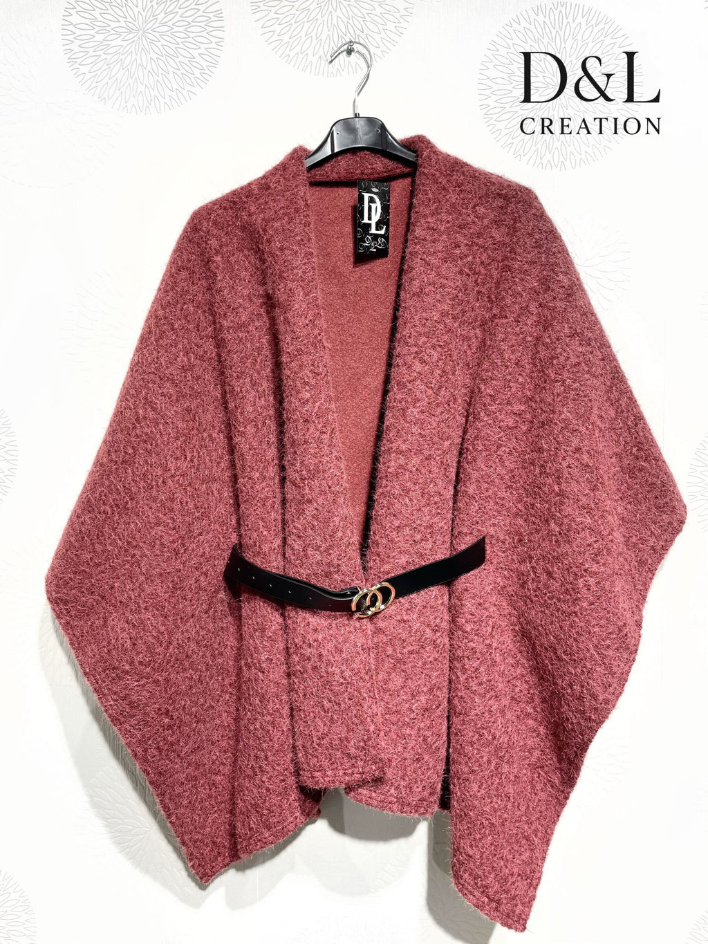 Boiled Wool Cape Coat with Belt OS i Stor Storlek