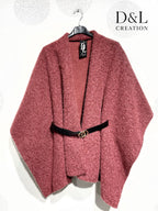 Boiled Wool Cape Coat with Belt OS i Stor Storlek