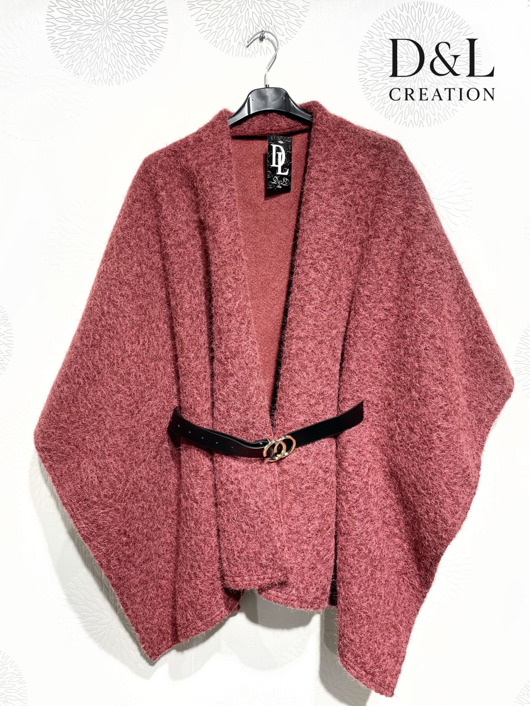 Boiled Wool Cape Coat with Belt OS i Stor Storlek