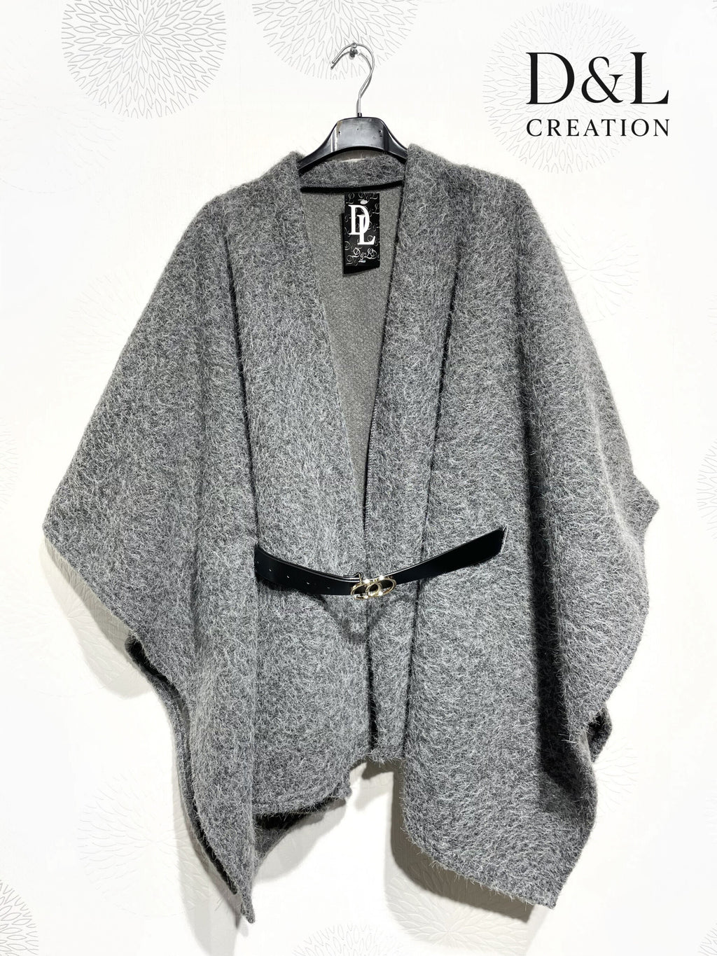 Boiled Wool Cape Coat with Belt OS i Stor Storlek