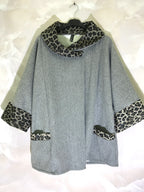 Plus Size Chic plus size coat with leopard print trims