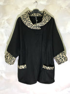 Plus Size Chic plus size coat with leopard print trims
