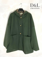 Leopard lining coat sizes T38 to T54 i Stor Storlek