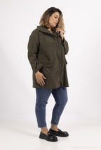 Plus Size Corduroy Coat with Zipped Pockets