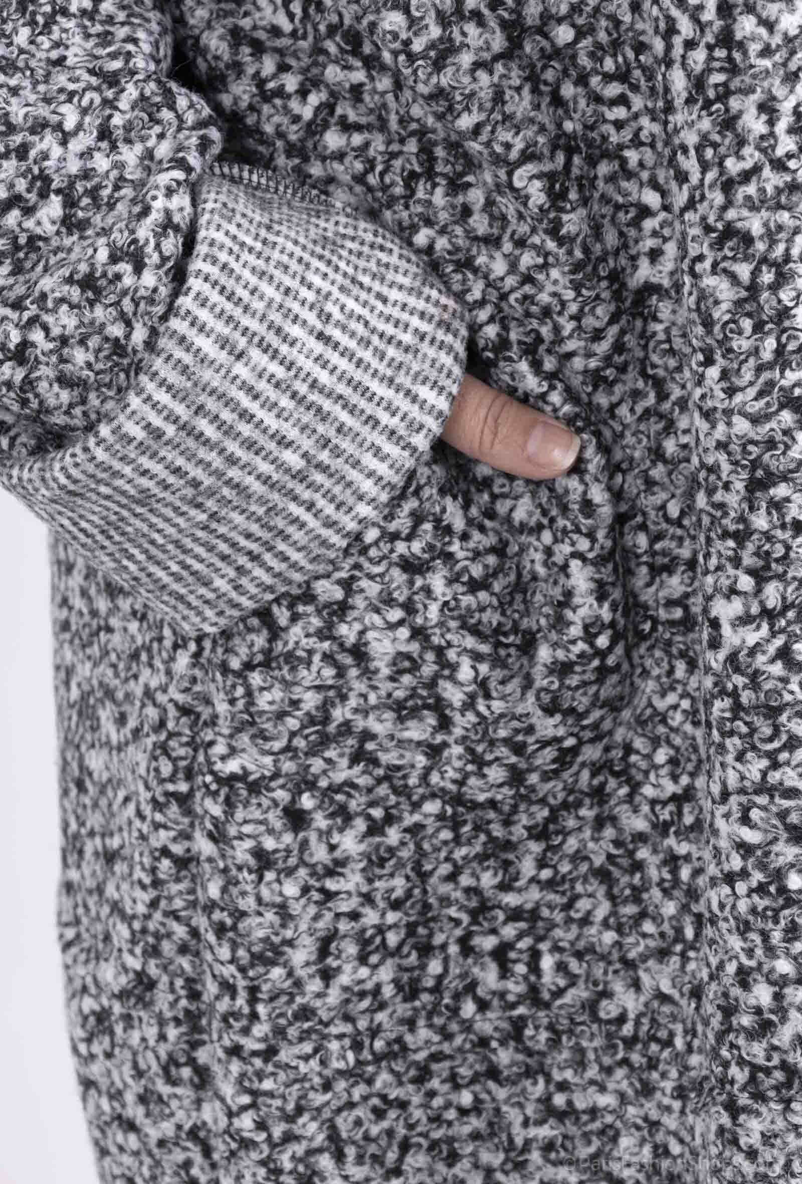 Lång Blouclé Dragkedjecoat i Storlek 58/60