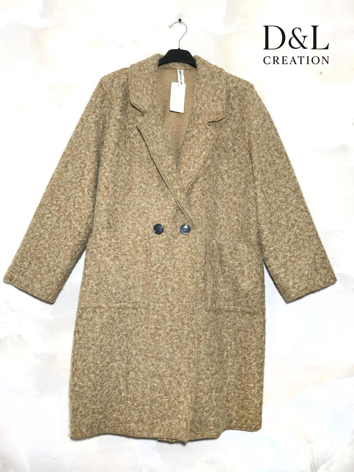 Long boiled wool coat with pockets