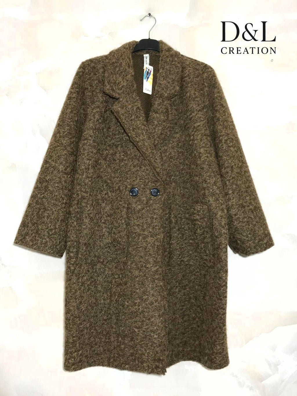 Long boiled wool coat with pockets