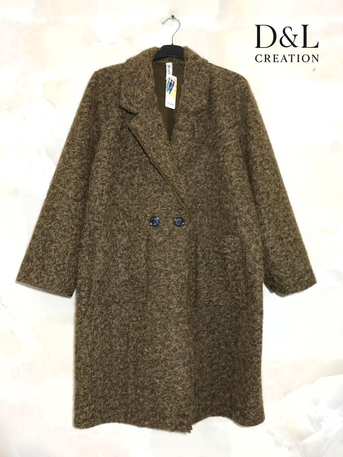 Long boiled wool coat with pockets