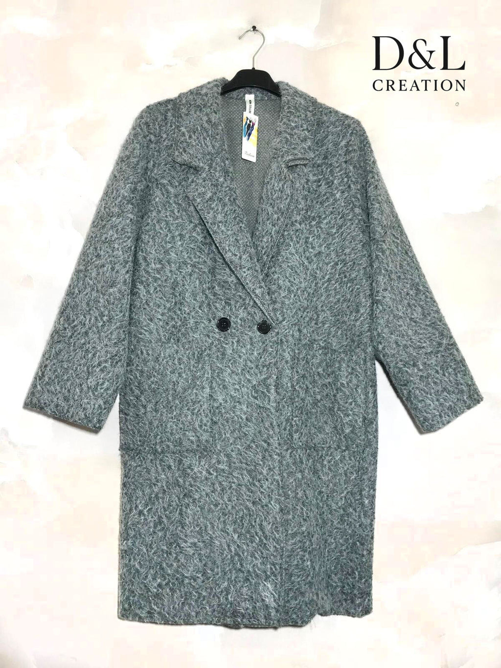 Long boiled wool coat with pockets