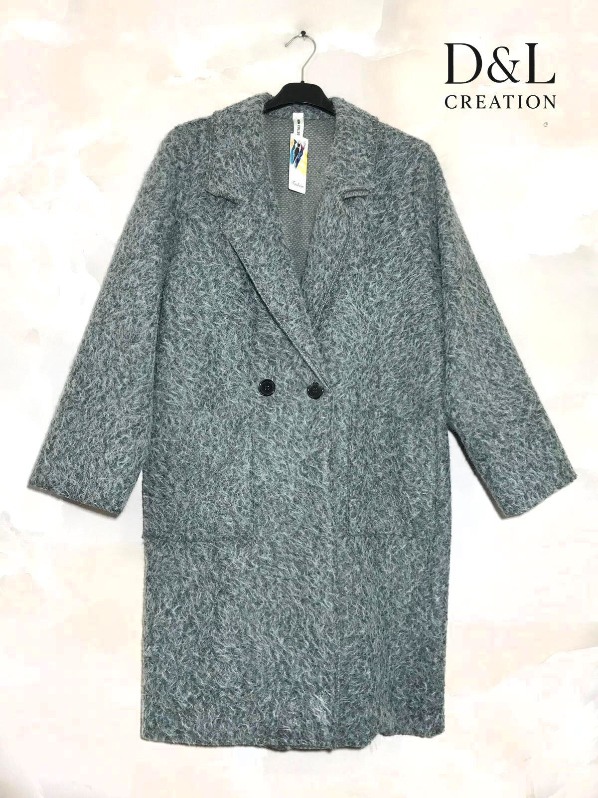 Long boiled wool coat with pockets