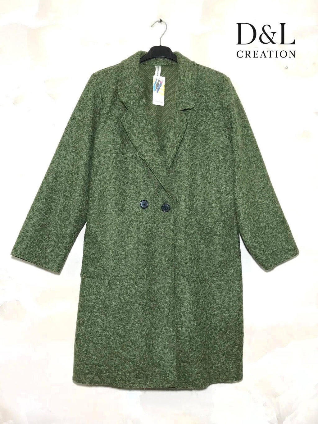 Long boiled wool coat with pockets