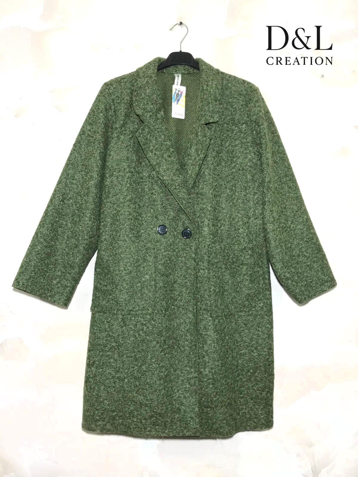 Long boiled wool coat with pockets