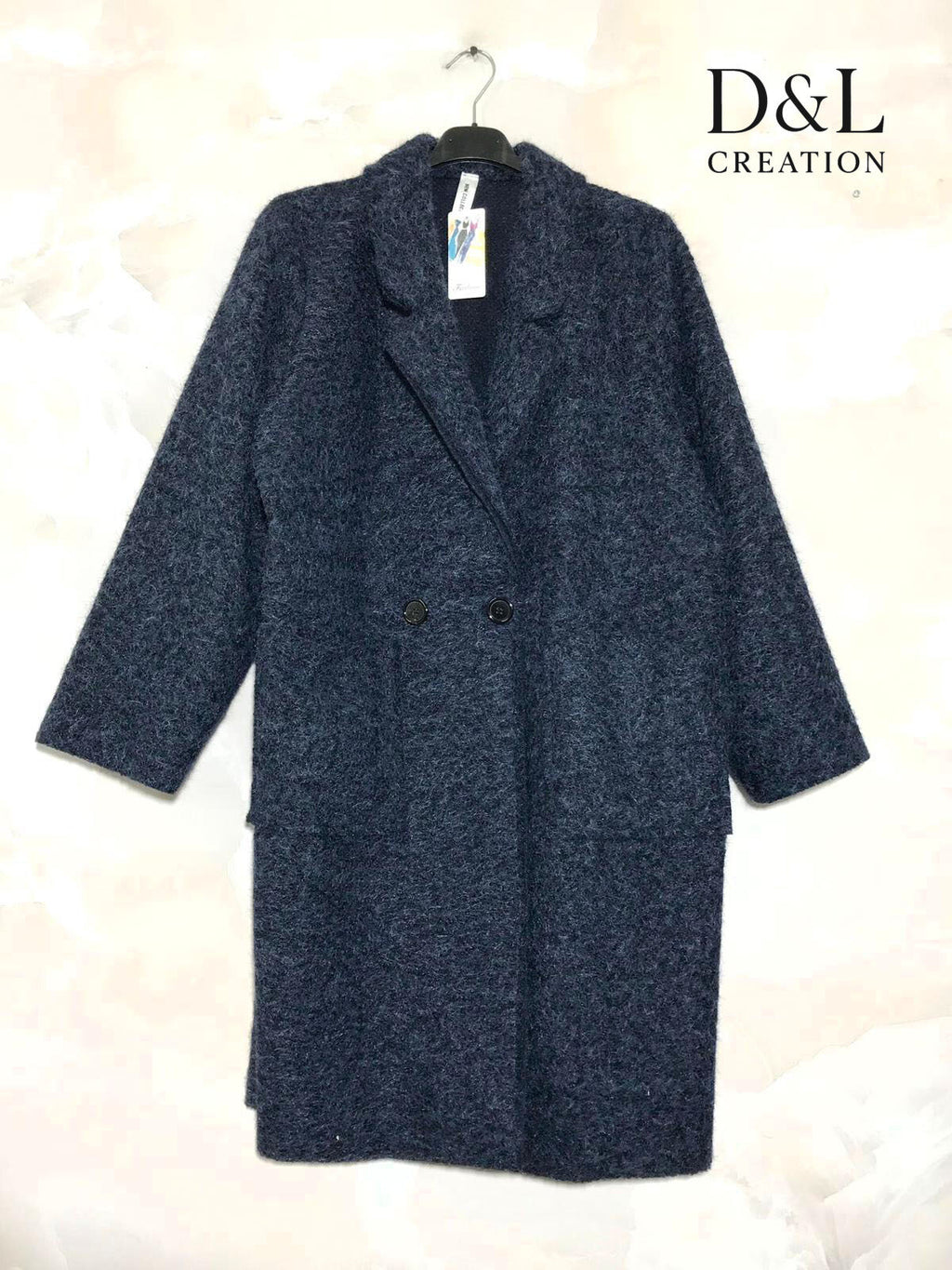 Long boiled wool coat with pockets
