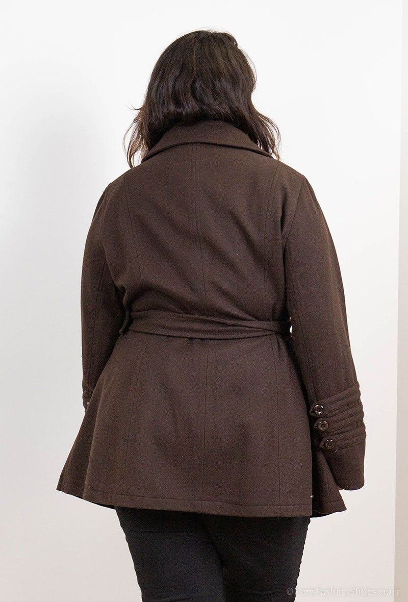 Plus Size Enfärgad Kappa med Fickor och Knapp