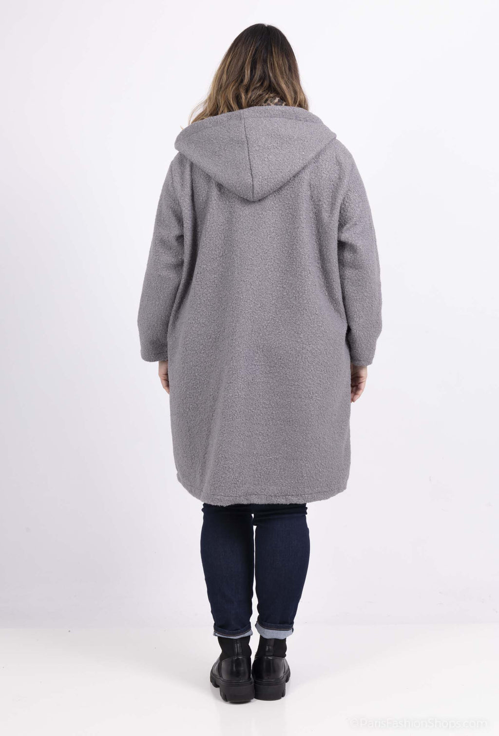 Blouclé Zipped Coat with Hood i Stor Storlek