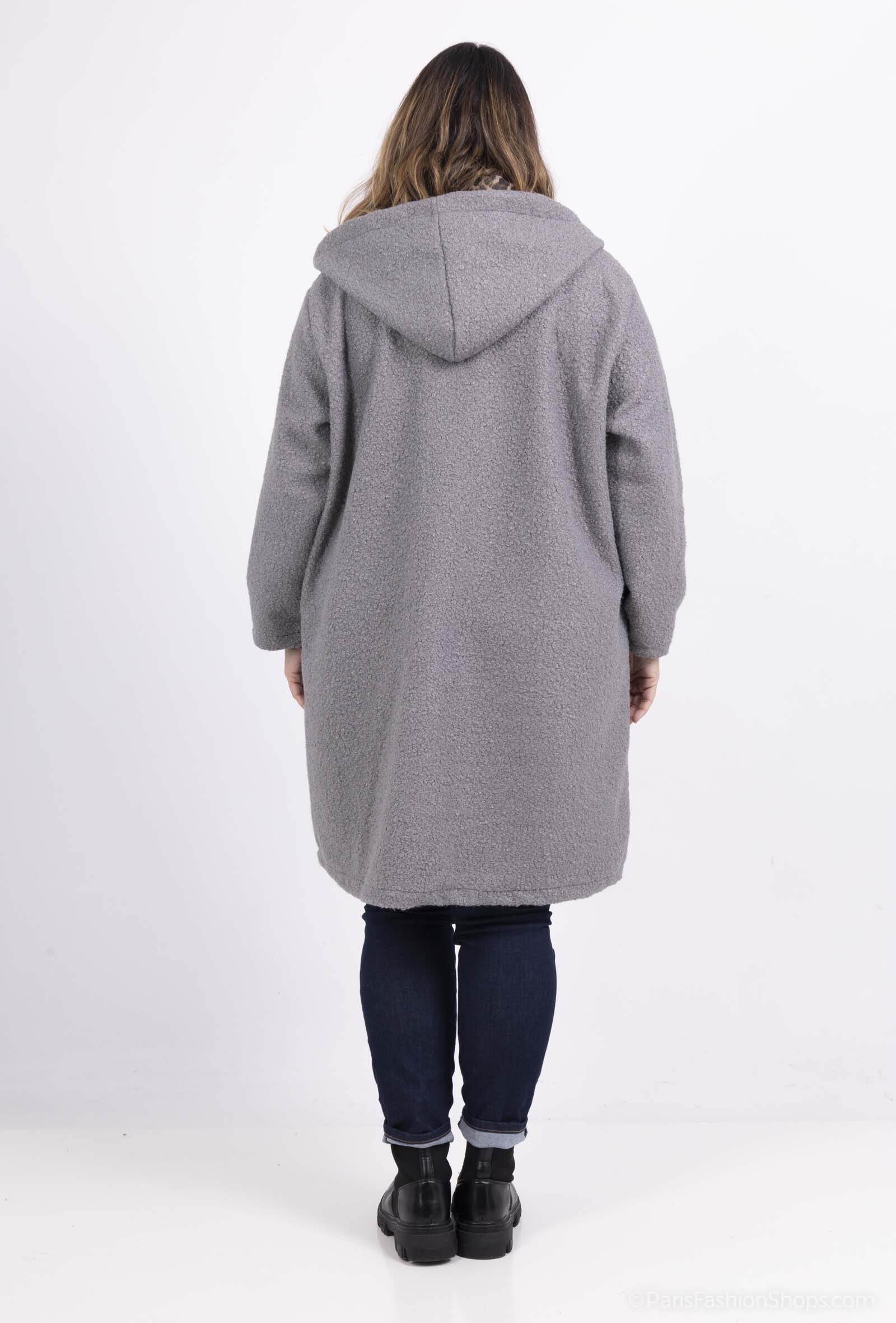 Blouclé Zipped Coat with Hood i Stor Storlek