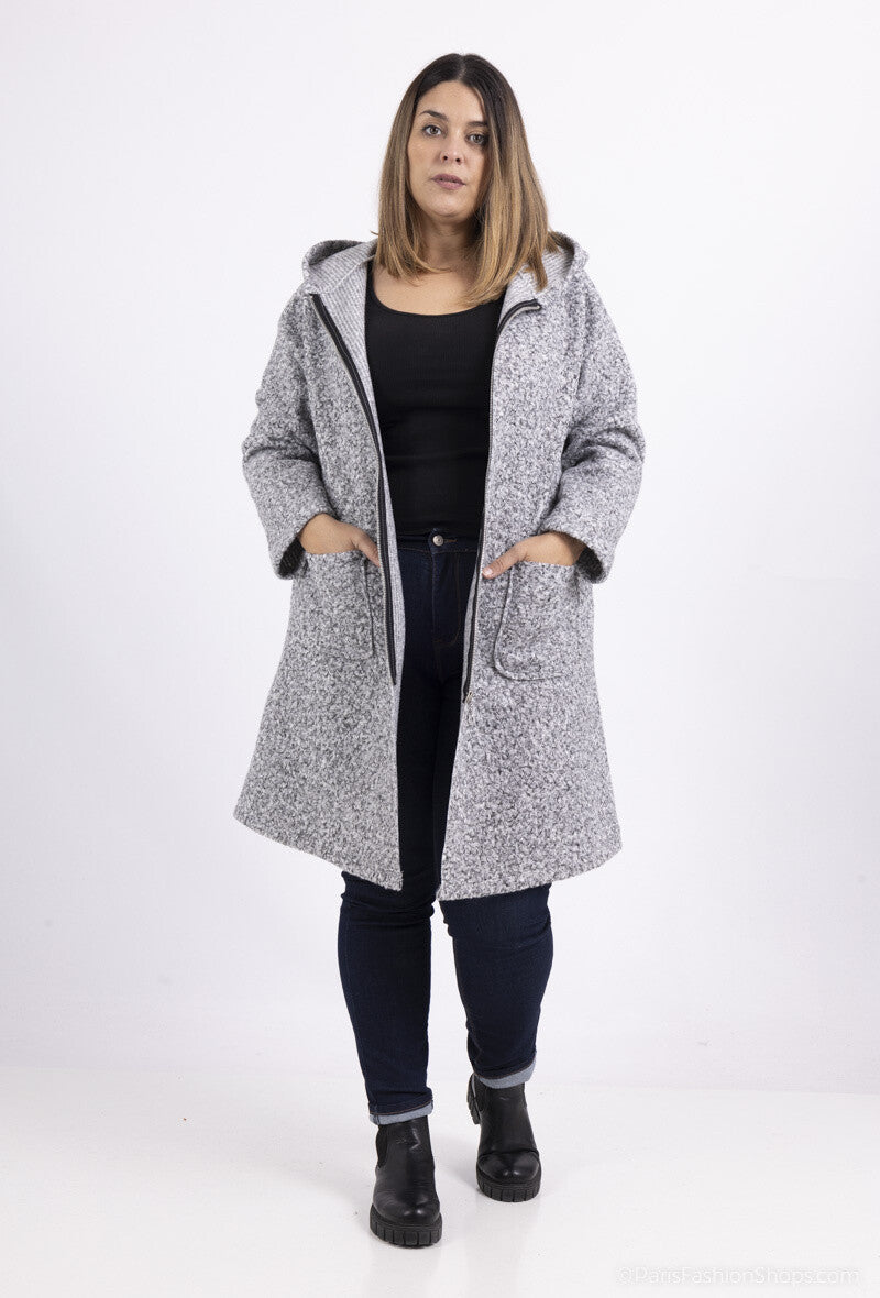 Plus Size Zippered Coat with Two Pockets