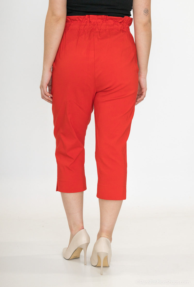 Plus Size Belted Bow Cropped Pants
