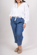 Plus Size Three quarter stretchy denim pants