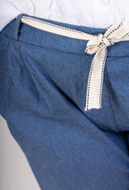 Plus Size Trekvarts Stretch Denimbyxor med Sidofickor