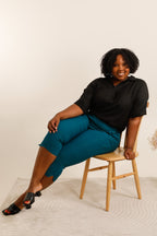 Cropped stretch pants i Stor Storlek