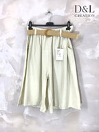 Plus Size Fluid cropped trousers with belt size 38 to 52