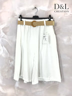 Plus Size Fluid cropped trousers with belt size 38 to 52