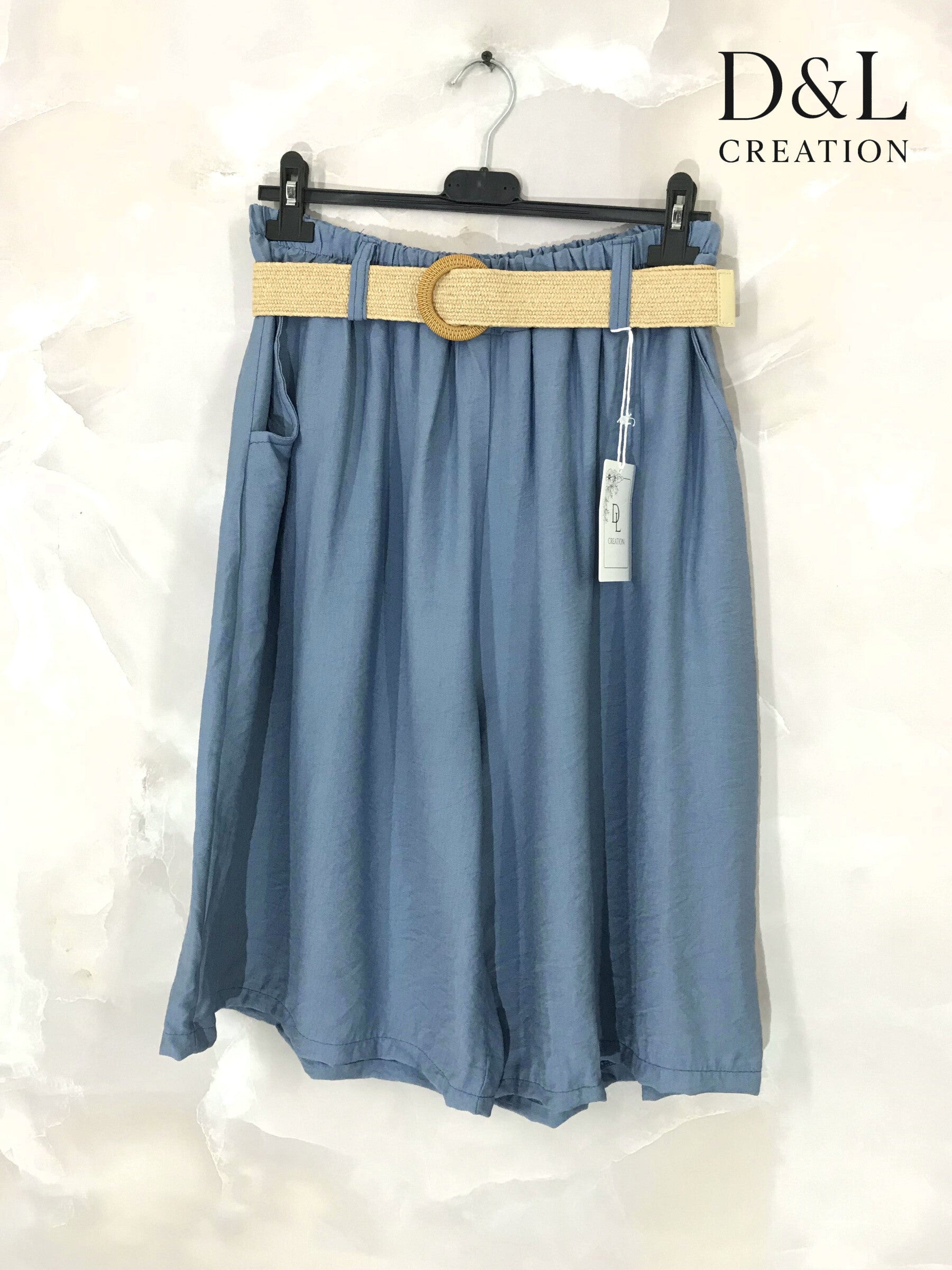 Plus Size Fluid Cropped Trousers with Belt