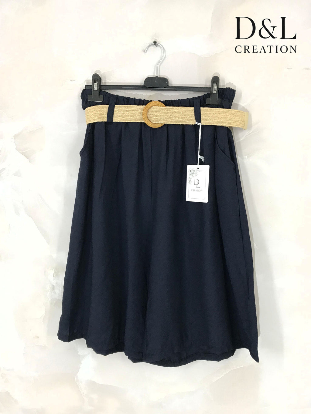 Plus Size Fluid Cropped Trousers with Belt