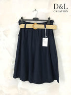 Plus Size Fluid Cropped Trousers with Belt