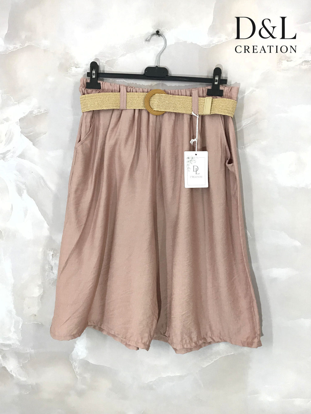 Plus Size Fluid Cropped Trousers with Belt