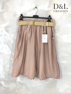 Plus Size Fluid Cropped Trousers with Belt