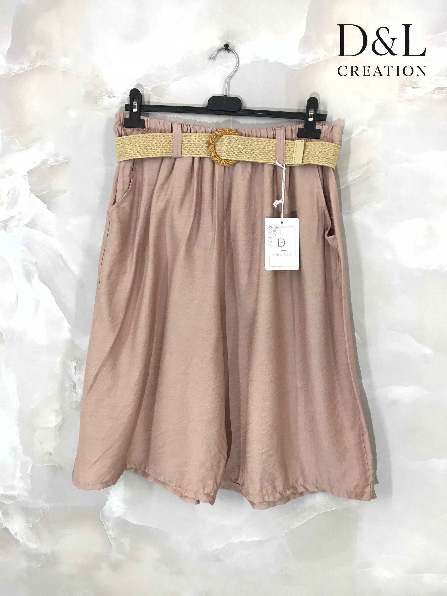 Plus Size Fluid Cropped Trousers with Belt