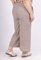 Plus Size Fluid Pantacourt med FabriK Bälte i Linne