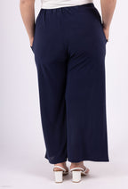 Flowy Wide-Leg Capri med Bälte i Plus Storlekar