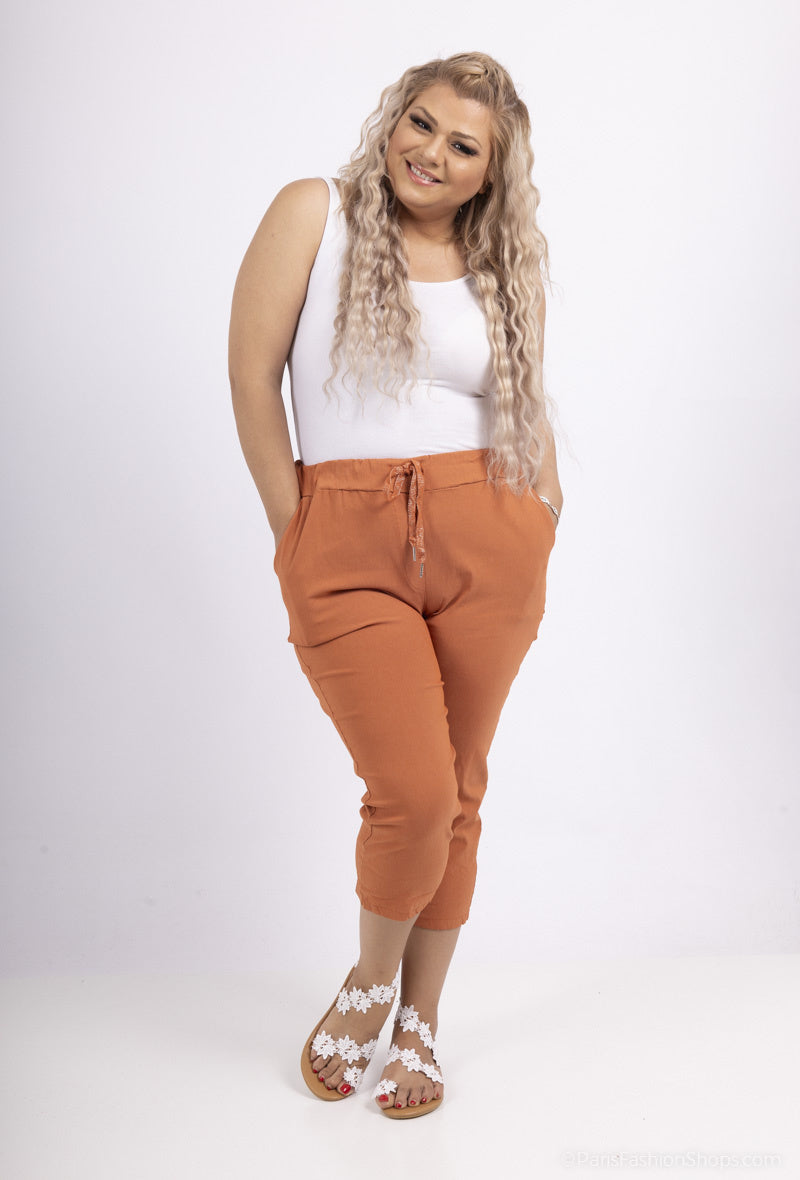 Plus Size Cropped Byxor