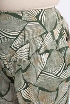 Plus Size Sju-poängs tryckta cropped byxor med elastisk midja