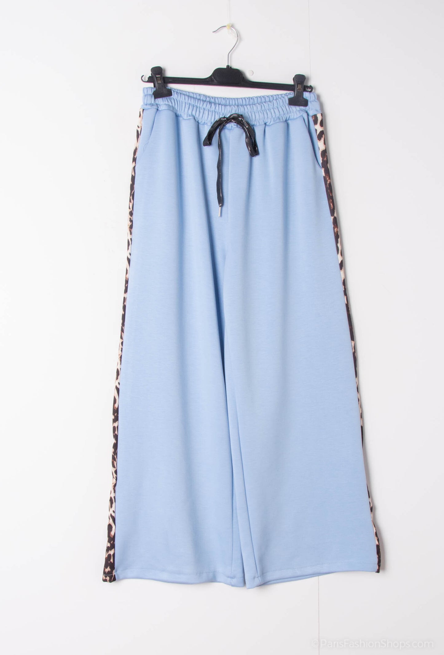 Plus Size Elastic waist wide leg pants in mixed viscose jersey
