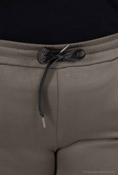 Plus Size Elastiska Midjeband Vida Byxor i Mixad Viskos Jersey