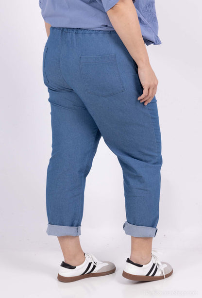 Plus Size Stretchy Elastic Waist Denim Pants