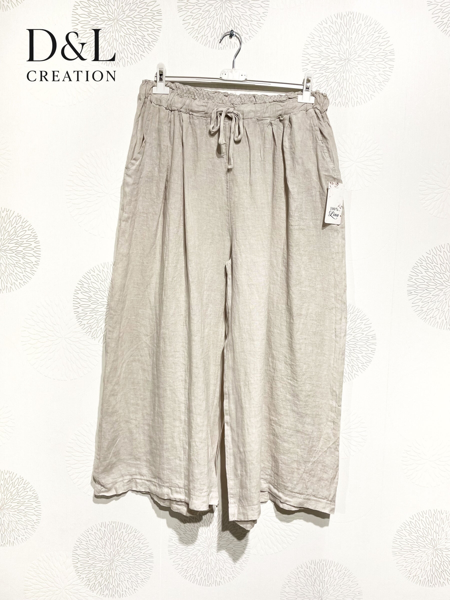 Plus Size Pants 7/8 wide legs united in t40 t50 linen t40