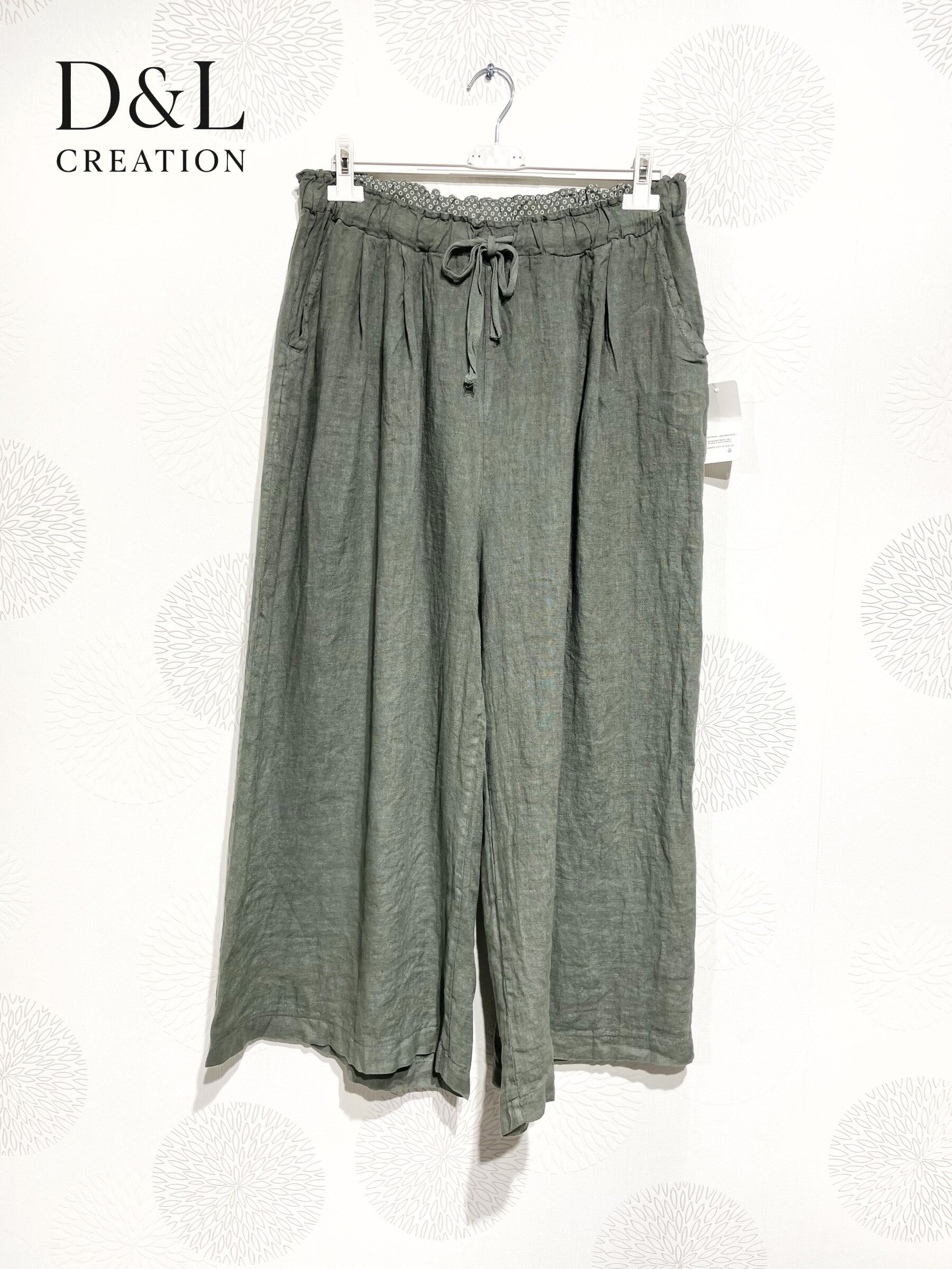 Plus Size Pants 7/8 wide legs united in t40 t50 linen t40