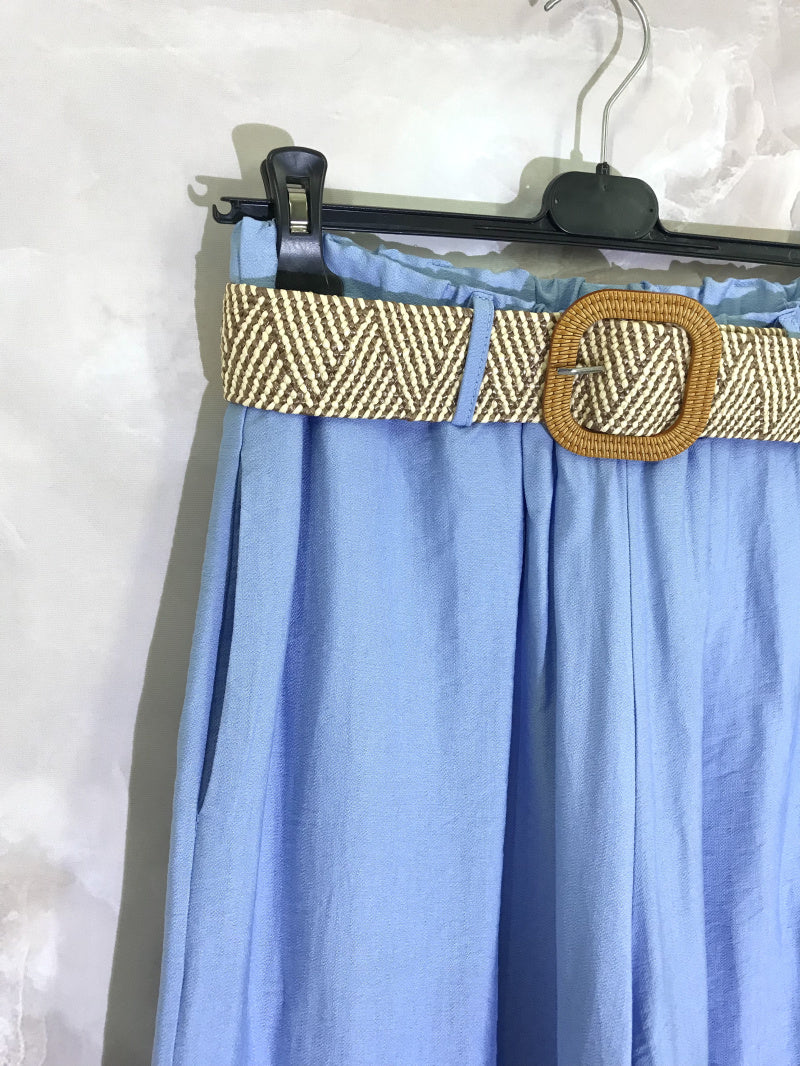 Plus Size 7/8 Flared Pants med Stretchbälte och Fickor