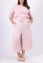Plus Size 7/8 pants in linen with T38 to T50 pockets