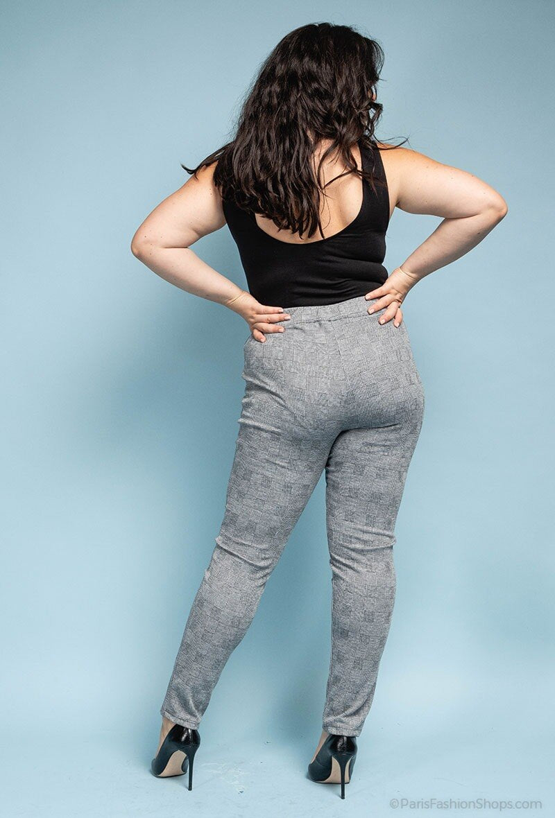 Plus Size Rutig Byxor