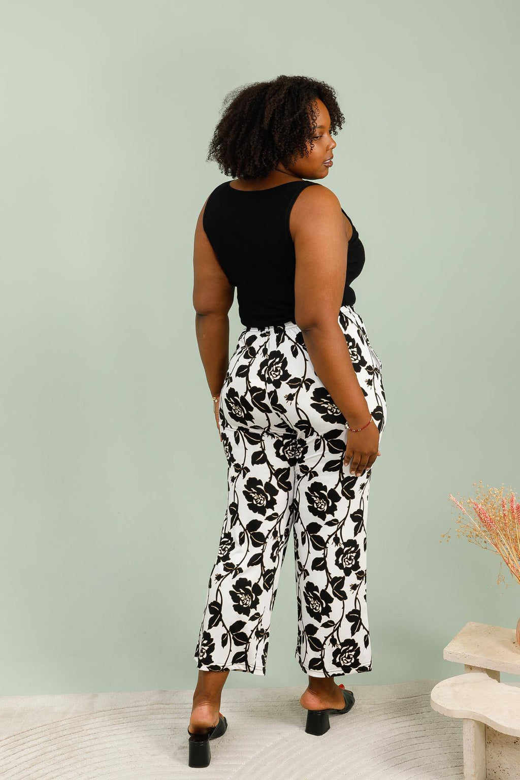 Fluid Printed Pants för Sommar i Stor Storlek